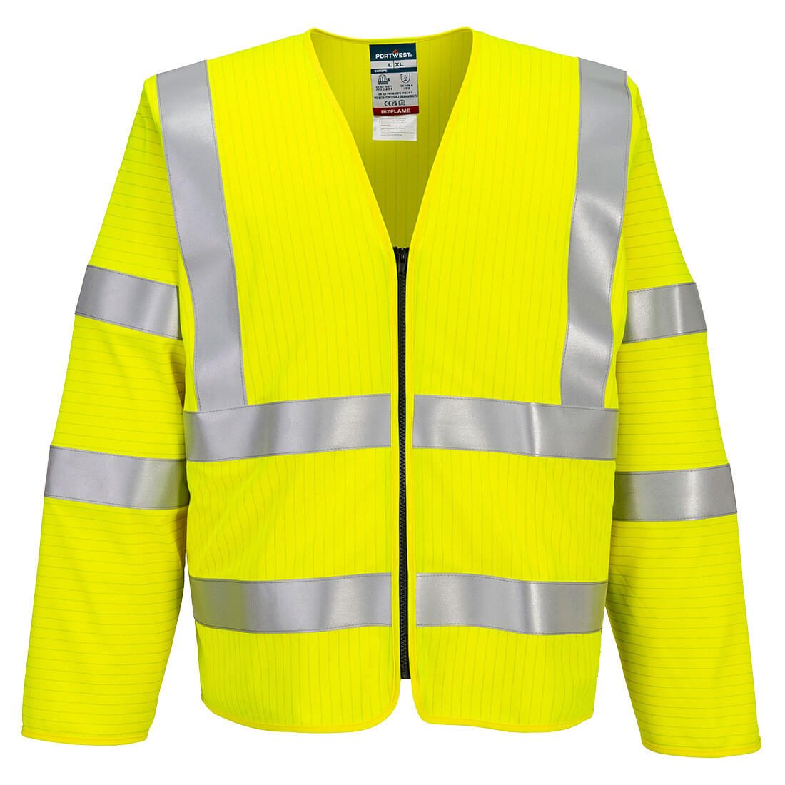 Bizflame Hi-Vis FR Vestă cu fermoar cu mânecă lungă