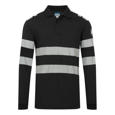 Tricou de lucru Portwest FR733 Modaflame Anti Static Long Sleeve Polo, de înaltă vizibilitate