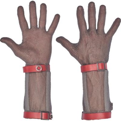 BATMETALL manusi din zale otel,manseta 15 cm,alb- S