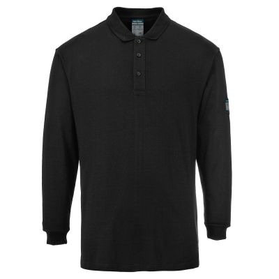 Tricou de lucru Portwest FR10 Modaflame Anti Static Polo Maneca Lunga, de înaltă vizibilitate