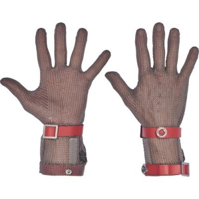 BATMETALL manusi din zale otel,manseta 8 cm,rosu - M