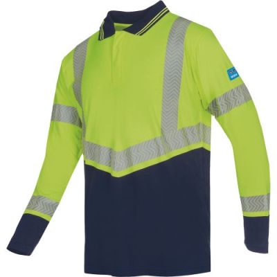 ARRAN HV tricou polo cu maneca lunga galben/bleumarin S