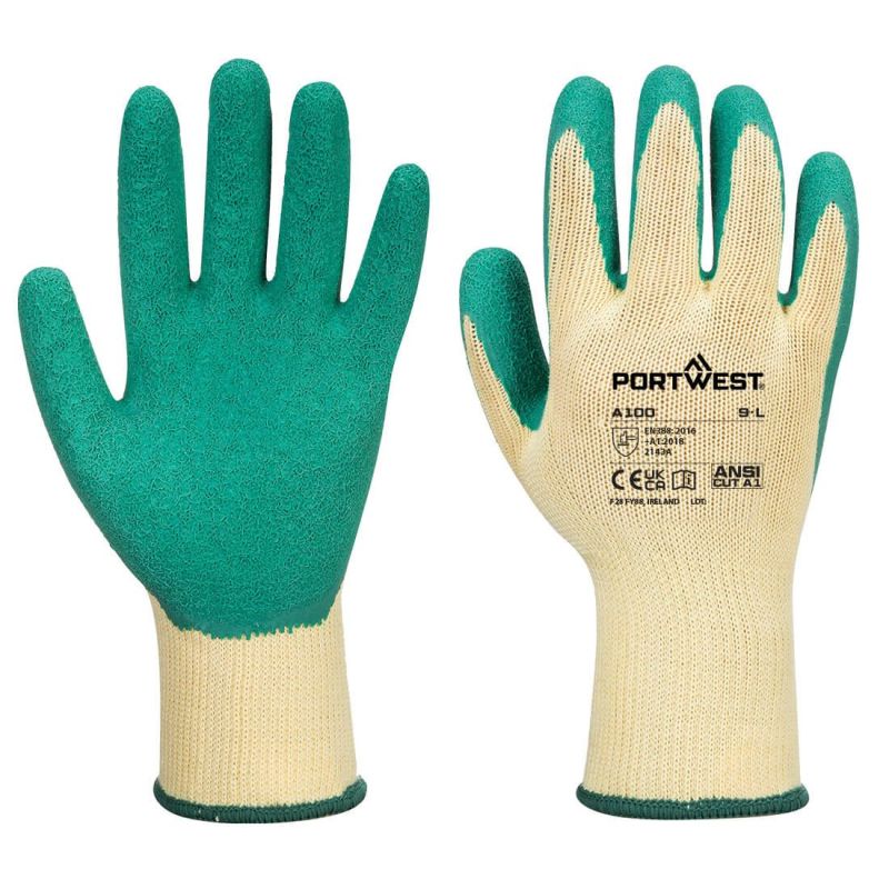 Mănuși de protecție Portwest A100 Grip Latex, impregnate în latex