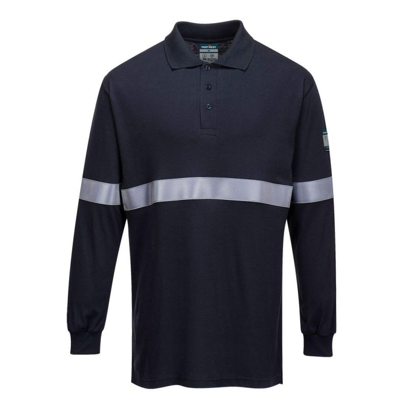 Tricou de lucru Portwest FR03 Polo Maneci Lungi Antistatic Ignifug Benzi, ignifuge