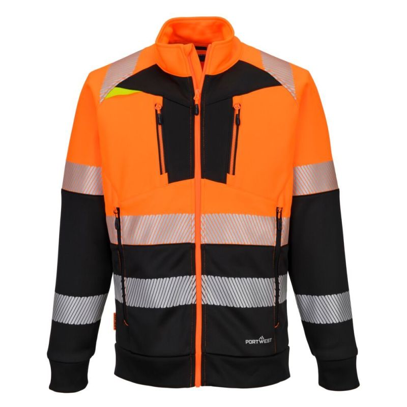 Vizibilitate ridicata Portwest DX490 Funnel Pulover Fermoar, 100% poliester, de înaltă vizibilitate