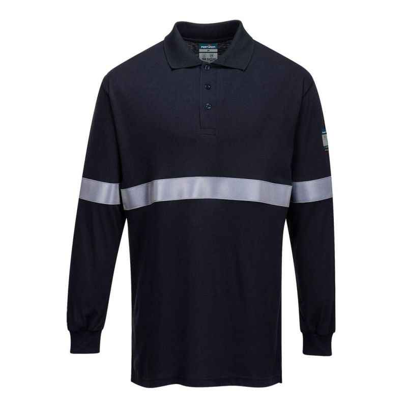 Tricou de lucru Portwest FR03 Polo Maneci Lungi Antistatic Ignifug Benzi, ignifuge