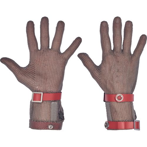 BATMETALL manusi din zale otel,manseta 8 cm,rosu - M
