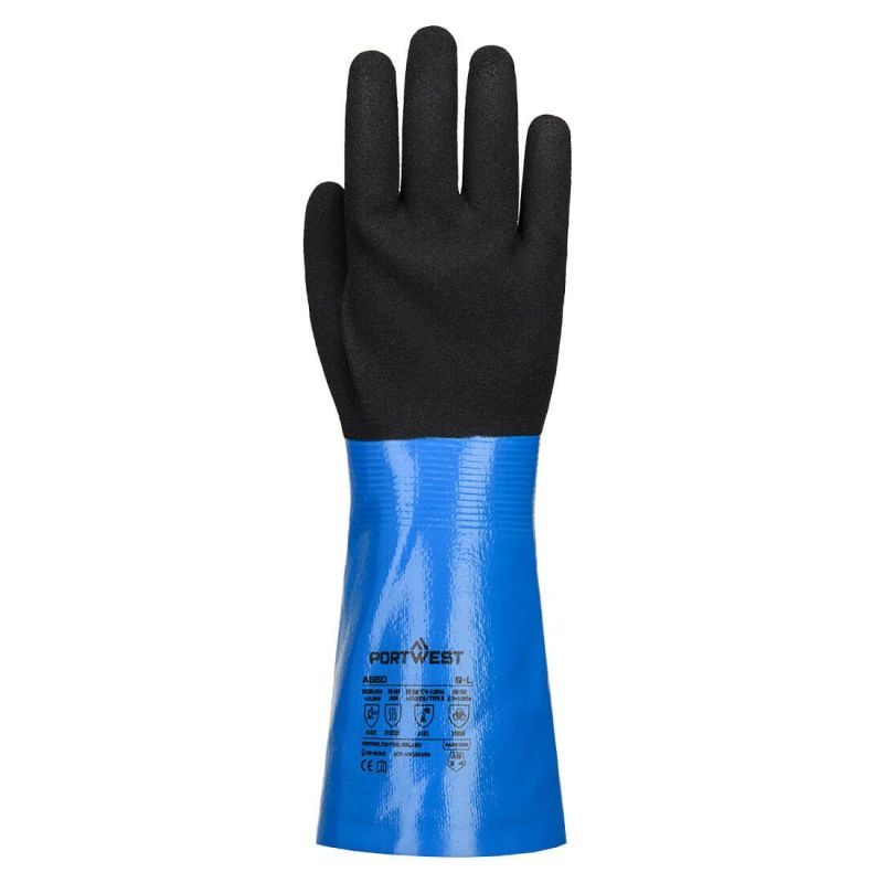 Protecția mâinilor Portwest A850 Chem Nitrile Sandy Gauntlet, impregnate în nitril