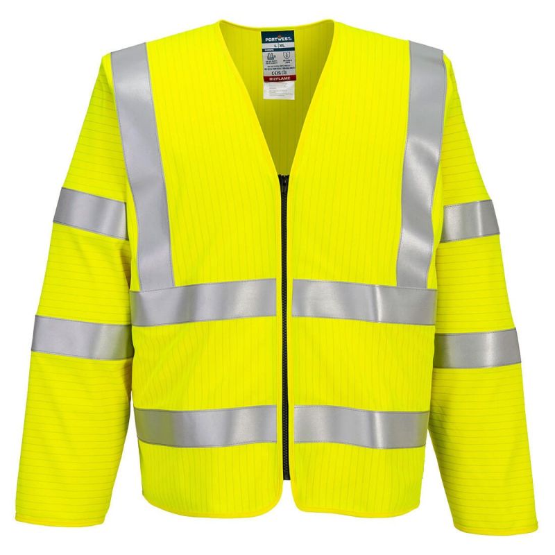 Vestă reflectorizantă Portwest FR616 Bizflame Fermoar Mânecă Lungă, de înaltă vizibilitate