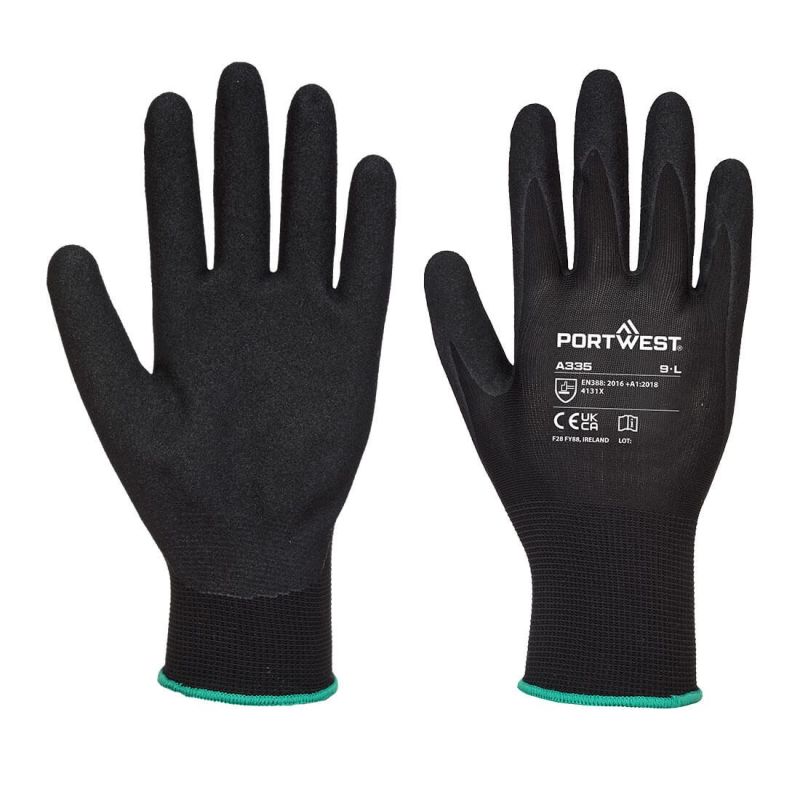Protecția mâinilor Portwest A335 Dermi Grip Nitrile Sandy, impregnate în nitril