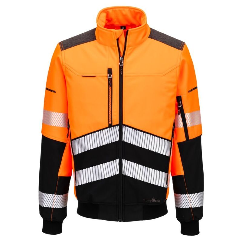 Jachetă de lucru Portwest EV468 Softshell Bomber, 3000 gr/mp, de înaltă vizibilitate