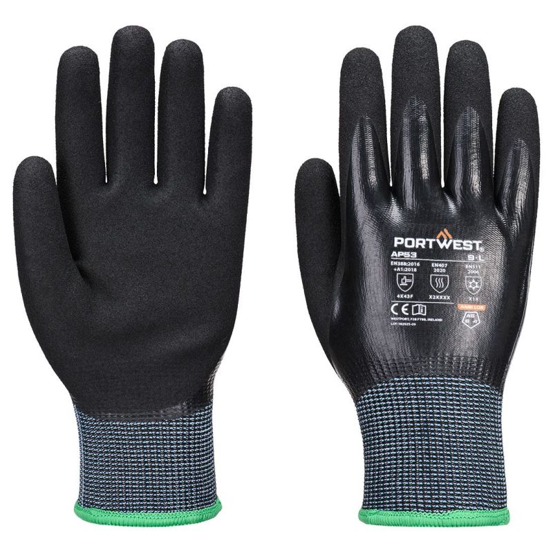 Mănuși de protecție Portwest AP53 Cold Nitrile Aqua, impregnate în nitril