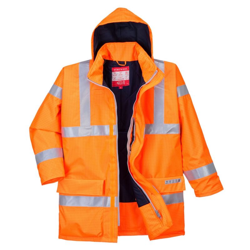Jachetă de lucru Portwest S778 Bizflame Rain Antistatica Ignifuga, de înaltă vizibilitate